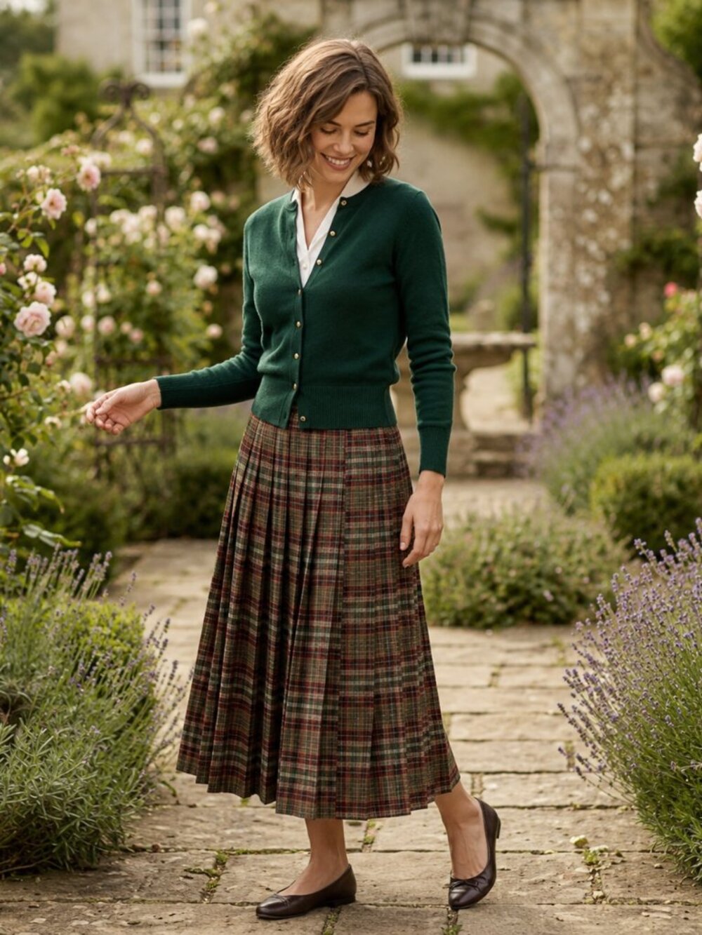 Vtg Wool Plaid Pleated Academia Skirt